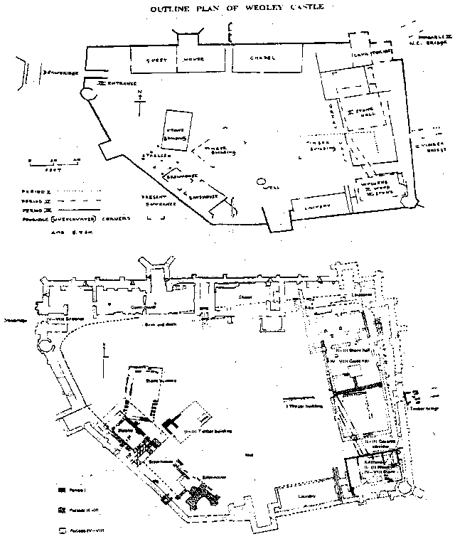 Outline plans of the Weoley Castle site